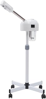 Professional Facial Steamer Machine on Wheels, Standing Esthetician Steamer, Facial Steamer for Skin Rejuvenation, Spa or Personal Care (White)