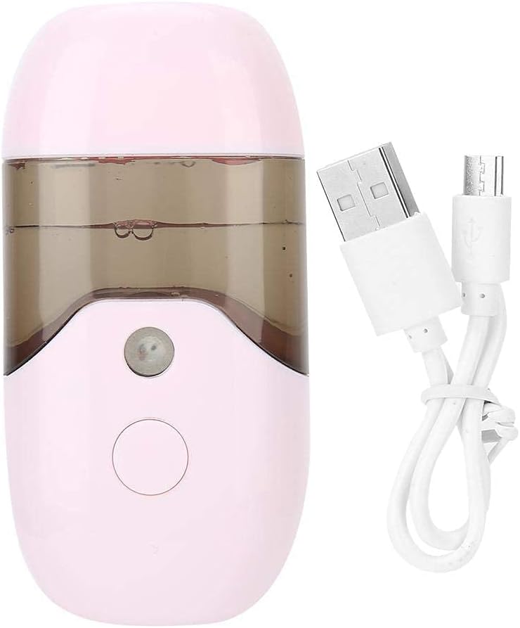 50ml Large Capacity Nano Mist Sprayer, Portable Handheld USB Face Moisturizing Refreshing Hydrating Atomization Machine Facial Skin Care Beauty Instrument(pink)