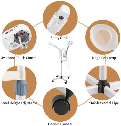 OmySalon 2 in 1 Facial Steamer with 5X Magnifying Lamp, Esthetician Steamer Hot Ozone Mist Face Spa Mist Steam for Home Beauty Salon, Personal Skin Care Deep Cleaning, White