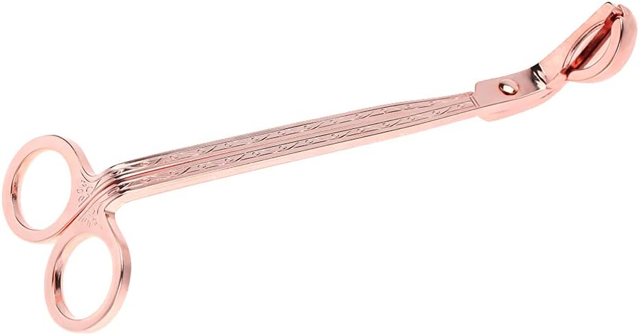 Changor Candle Wick Trimmer Rose Gold, Stainless Steel Candle Heart Clip Scissors Wick Cutter Scissors Tool for Candle Lovers, Reaches Deep to Cut Wick for Burn and Prevent Soot, 6.9 * 2.3in