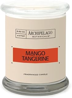 Archipelago Botanicals Scented Candle Hand-Poured Premium Wax, Burns Approx. 60 Hours, Mango, Tangerine, Soy Candle in Glass Jar, 4.5 Inch, 8.6 oz
