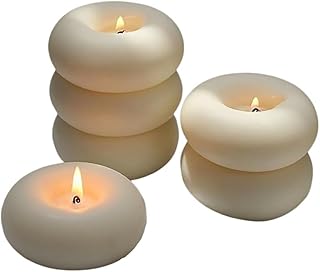 3pcs Donut Shaped Pillars Candle, English Pear & Freesia Scented, 14/31/33 Hour Burn Time, Velas Decorative Elegantes for Home Shelf Decor, Aesthetic Style
