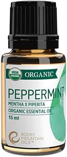 Rocky Mountain Oils Organic Peppermint Essential Oil 15ml – 100% Pure, USDA Organic, for Aromatherapy & Topical Use