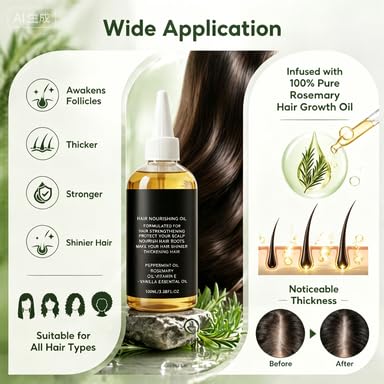 Rosemary Essential Oil, Scalp Care & Hair Nourishing Oil, Formula for Stronger-Looking, Smoother Hair, Daily Scalp Massage & Hair Care, 100 ml