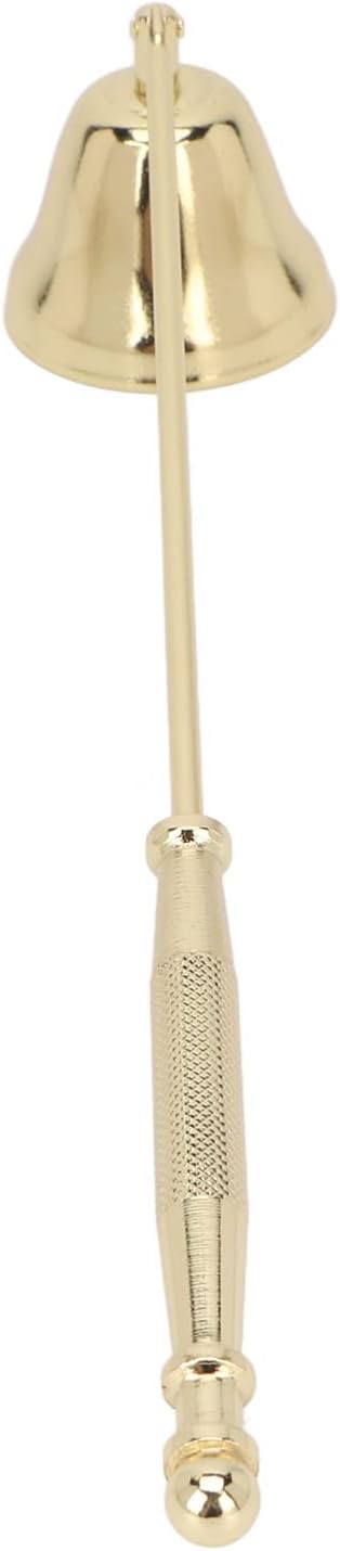 BRRNOO Candle Wick Trimmer and Snuffer, Golden Iron-Plated Bell Shaped Long Handle Candle Extinguisher 3pcs Set for Candle Lovers