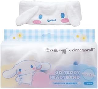 The Crème Shop x CINNAMOROLL 3D TEddy Plush Spa Headband with Stretchy Elastic Band for Comfortable Fit - Ideal for Hair Control during Beauty and Skincare Routines