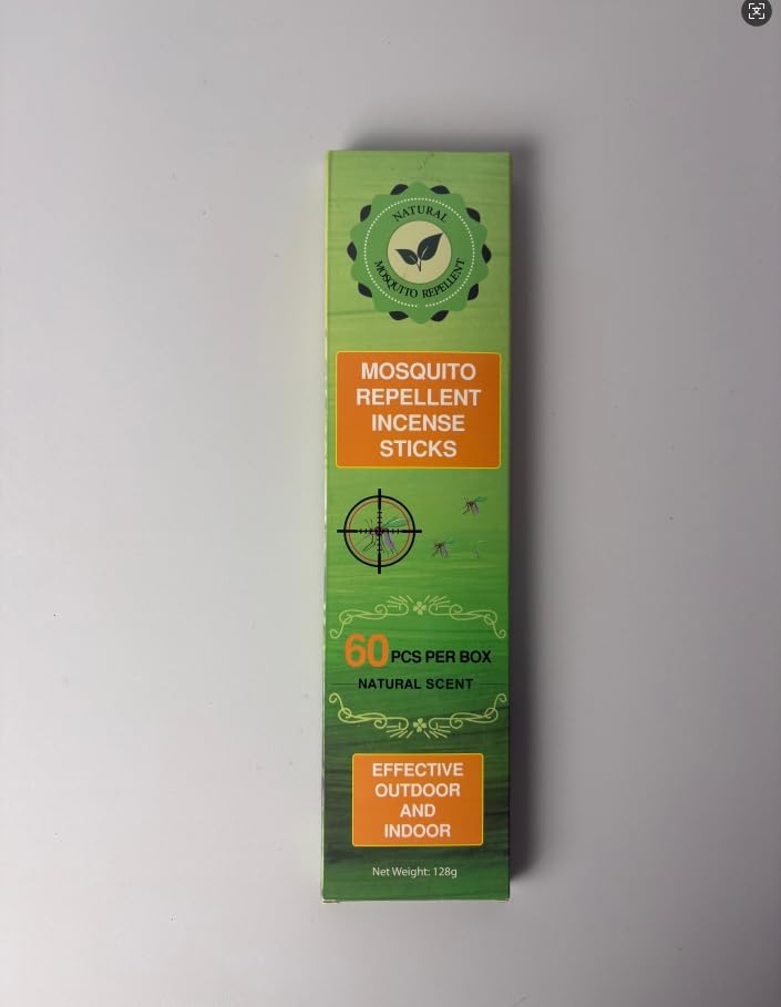 60 Pcs Mosquito Repellent Outdoor Patio, Mosquito Incense Sticks Natural Citronella Oil Plant-Based Bug Repellent for Camping Fishing Backyard Travel
