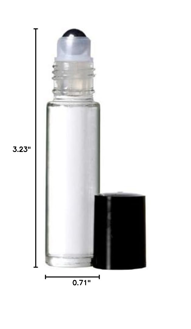 The Parfumerie 10 ml. Glass Roll on Bottle with Steel Roller. Perfect for Essential Oils Aromatherapy, Perfume and Cologne. Pipettes Included (72 Bottles)