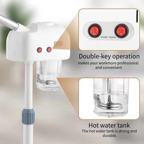 OmySalon 2 in 1 Facial Steamer with 5X Magnifying Lamp, Esthetician Steamer Hot Ozone Mist Face Spa Mist Steam for Home Beauty Salon, Personal Skin Care Deep Cleaning, White