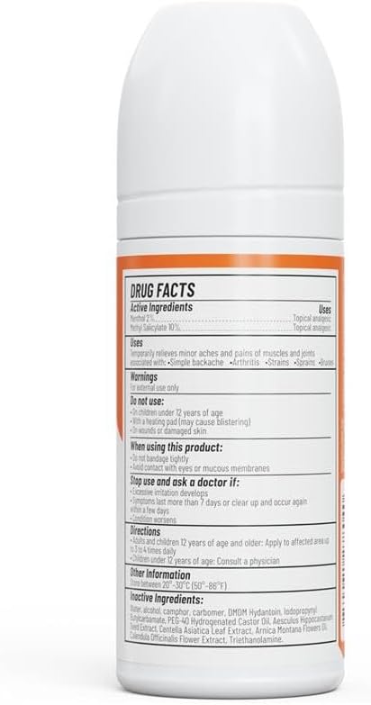 Max-Strength Pain Relief Roll-On Gel – Cold & Hot Therapy with Menthol 2% + Methyl Salicylate 10% – Fast-Absorbing, Non-Greasy for Back, Arthritis, Muscle & Joint Pain – 3.38 fl oz