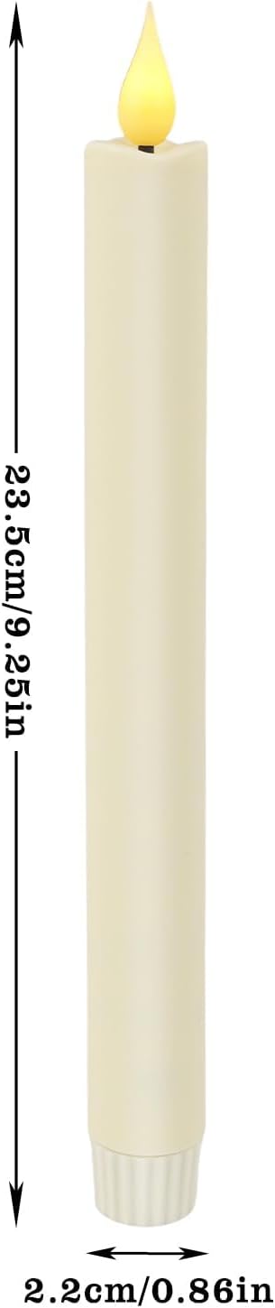 24-Pack Flameless Taper Candles, 9.25 Inch Battery Operated LED Candlesticks with Remote & Timer - Realistic Flickering Flame, Warm Ivory, Safe Smokeless for Wedding Christmas Church Party Home Decor