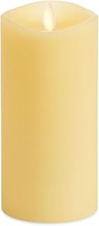 Luminara Realistic Artificial Moving Flame Pillar Candle - LED Operated Lights - Unscented - Remote Ready - Ivory (7.6 Wide x 15.6 Tall Centimetre)