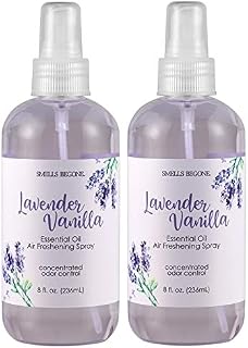 SMELLS BEGONE Essential Oil Air Freshener Spray - Odor Eliminator - 2 Pack - 8 Ounce (Lavender Vanilla)