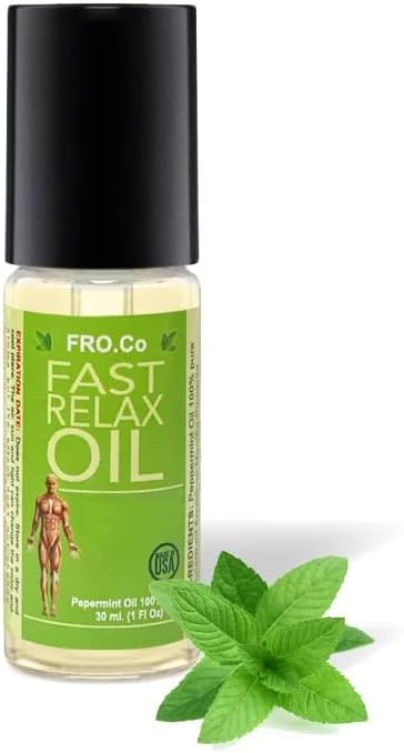 Fast Relax Oil - Roll-on Bottle 100% Peppermint Aromatherapy Oil - Reliefs Muscular Tension, Soothes Aches & Stress Therapeutic Grade