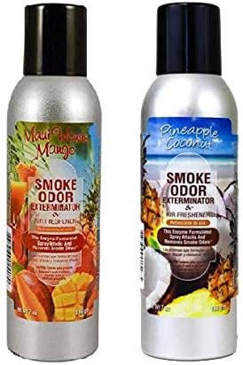 Tobacco Outlet Products Tropical Two Pack - Maui Wowie Mango and Pineapple Coconut Smoke Odor Exterminator 7oz Spray (1 of Each)