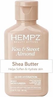 Hempz Smoothing Herbal Body Moisturizer, Koa & Sweet Almond, 2.25 oz - Lightweight Lotion with Hemp Seed Oil & Shea Butter, Vegan for Dry Skin