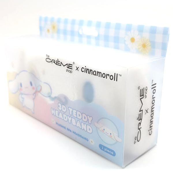 The Crème Shop x CINNAMOROLL 3D TEddy Plush Spa Headband with Stretchy Elastic Band for Comfortable Fit - Ideal for Hair Control during Beauty and Skincare Routines