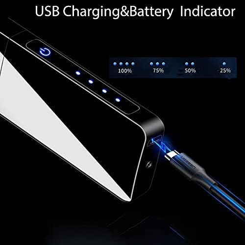 Spinning Arc Plasma Lighter - USB Rechargeable Electric Lighter with LED Display, Pocket- Size Design for Camping, Candles, Outdoor (ICY Black)
