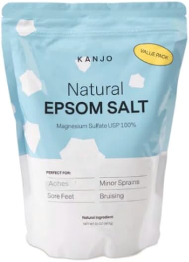 Kanjo Natural Epsom Salt - 100% Pure Magnesium Sulfate USP Bath Salt - Soak for Muscles, Feet & Joints - Unscented - 32 oz Bag