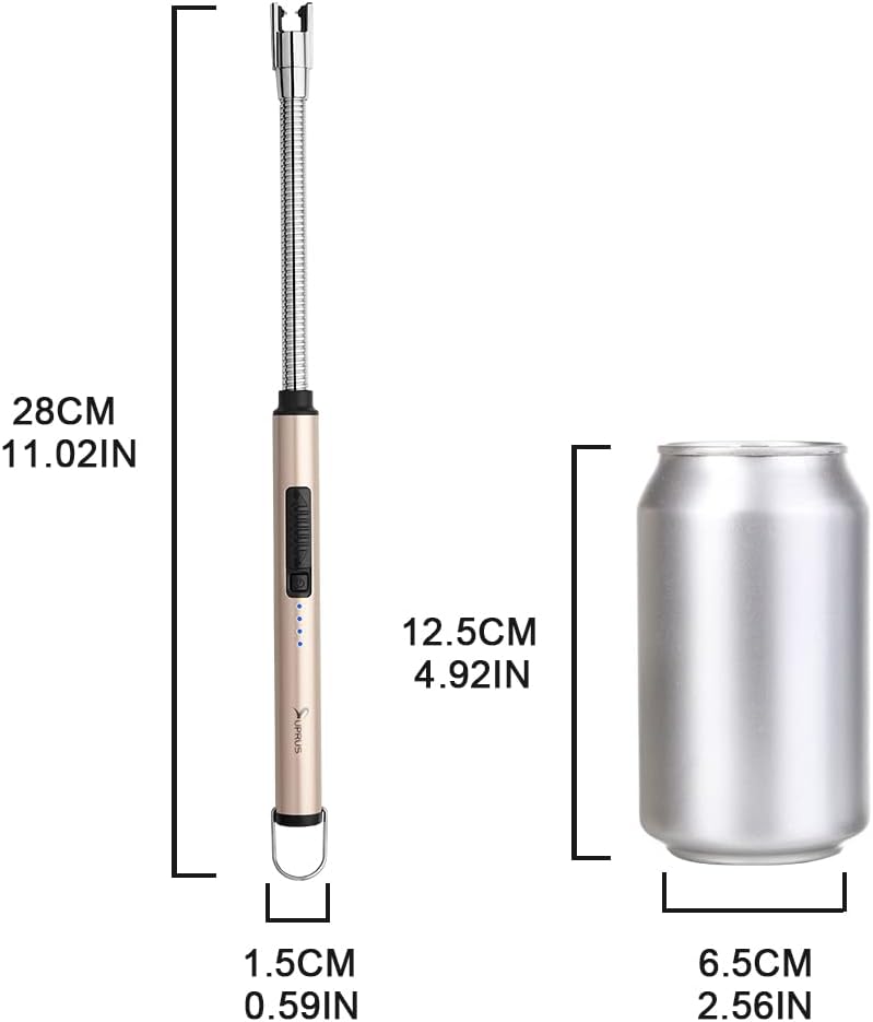 SUPRUS Electric Candle Lighter USB Type C Rechargeable Lighter Steel Shell & Hanging Hook with 360° Flexible Neck