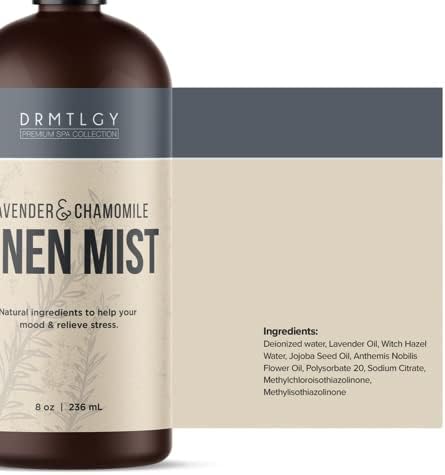 DRMTLGY Natural Linen and Room Mist Set - Pillow Spray, Linen Mist, & Fabric Spray 2 Pack - Lavender Chamomile & Green Tea
