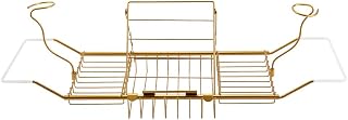 BDL Bathtub Caddy Expandable Bath Tub Tray Table with Wine Holder, Free Soap Dish and Laptop Reading Rack, Bathtub Tray for Home（Bronze）