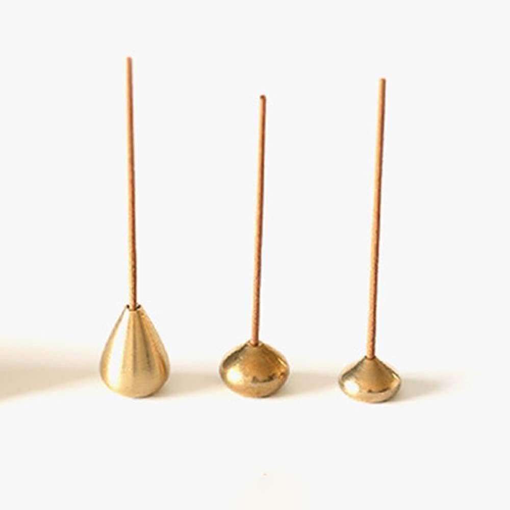 3Pcs Mini Brass Incense Holder, Incense Cone Holder, Portable Coil Incense Holder, Incense Stick Holder for Home Office Teahouse, Water Drop Shape