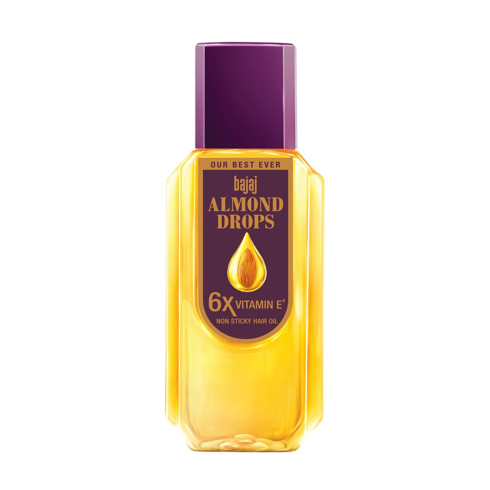 Bajaj Almond Drops Hair Oil, Almond Oil Enriched with 6X Vitamin E, Light and Non-Sticky, Hair Fall Control | 10.14 fl.oz (300ml)
