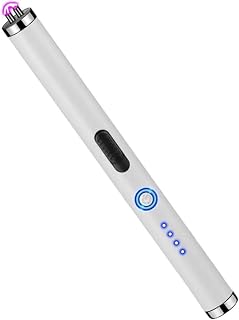 Windproof USB Ignition Lighter, Flexible Long Neck, No Flame, Windproof, Rechargeable, Ideal for Kitchen, Candle, Gas Stove, Outdoor Use (White)
