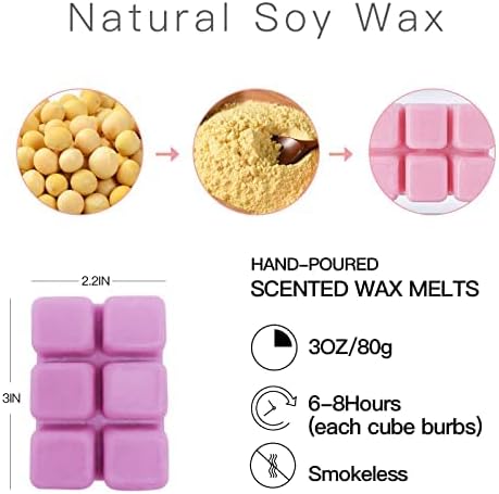 8 Packs Scented Wax Melts Set, Strong Aroma Wax Tarts with 8 Fragrances, 3.0oz Variety Wax Cubes