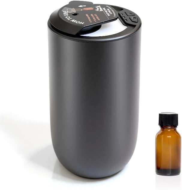 Waterless Car Essential Oil Diffuser, Smart Auto On/Off, Rechargeable Car Aroma Diffuser, Compact Scent Diffuser with 20H Battery Life