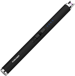 ARECTECH Rechargeable Electric Candle Lighter, Arc Plasma Windproof Lighter for Candle Kitchen Birthday, Christmas Stocking Stuffers Gifts for Mom Men Wife with Type-C Cable, Black