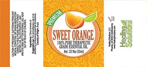 Healing Solutions (2 Pack) Sweet Orange Essential Oil - 0.66 oz Pure Aromatherapy Oil for Diffuser & Skin - Therapeutic Grade