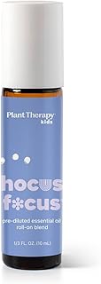 Plant Therapy Kids Hocus Focus Essential Oil Blend Pre-Diluted Roll-On 10 mL (1/3 oz) Aromatherapy Blend for Focus, Attention, and Concentration, KidSafe