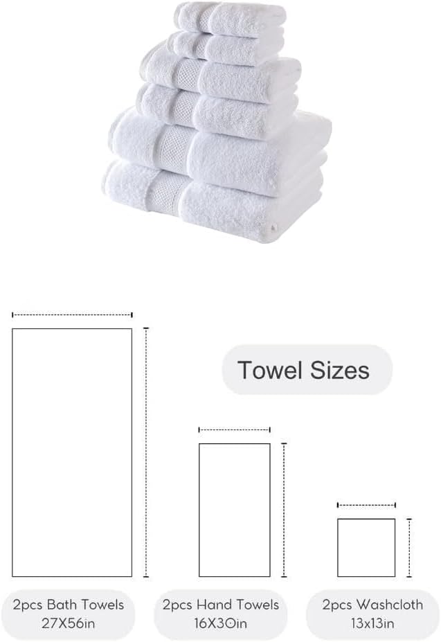 BAGNO MILANO Turkish Towels Hotel-Spa Towel Set, 100% Turkish Cotton | Ultra Soft Plush Absorbent Towels Set (White, Towel Set of 6)