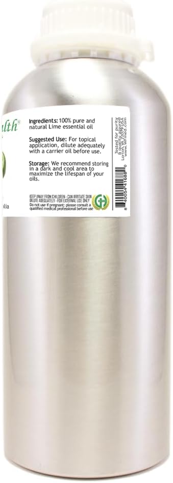 Lime Essential Oil – 100% Pure - 32 fl oz (946 ml) Aluminum Bottle w/Plug Cap – GreenHealth