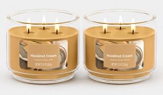 Mainstayes Hazelnut Cream Scented 3-Wick Glass Jar Candle, 11.5 oz [Pack of 2]