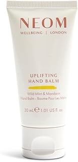 Neom Uplifting Hand Balm, 30ml I Wild Mint & Mandarin I 4 other essential oils I 100% Natural Fragrances I Cocoa and Shea Butter I Nourishing and Softening I Lift your mood