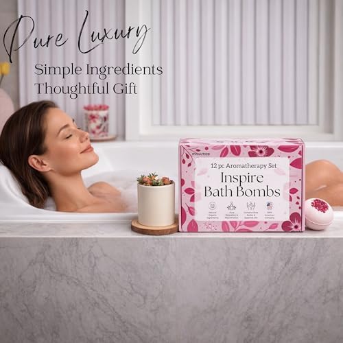 Beautiful Gift Sets for Women - 12 Beautiful Inspire Organic Bombs Bombs & 15 Inspire Breathe Shower Steamers Eucalyptus and Mint