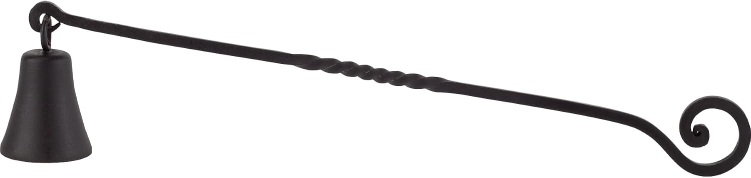 RTZEN Antique Bell Candle Snuffer - Handcrafted Decorative Rustic Wrought Iron Candle Extinguisher Candlesnuffer with Long Handle - Unique Black Matte Farmhouse Decor Accessories Gift