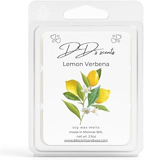 Lemon Verbena Soy Wax Melts – 6-Cube Clamshell – Hand-Poured, Fresh Citrus Herbal Scent – Strong Scented, Clean Burning Soy Wax – DD’s Scents