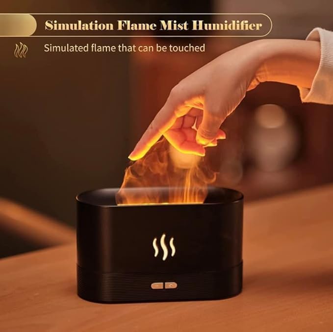 Essential Oil Diffuser, Flame Air Diffuser, Portable Noiseless Aroma Diffuser for Home, Office or Yoga, 2 Mode Brightness Aroma Diffuser with Fire Flame Effect