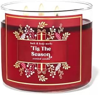 Bath & Body Works, White Barn 3-Wick Candle w/Essential Oils - 14.5 oz - 2021 Christmas Scents! (Tis The Season)