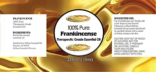 Healing Solutions Frankincense Essential Oil 10ml (0.33 Fl Oz) – Pure and Undiluted Frankincense Oil for Diffusers, Aromatherapy, and DIY Crafts