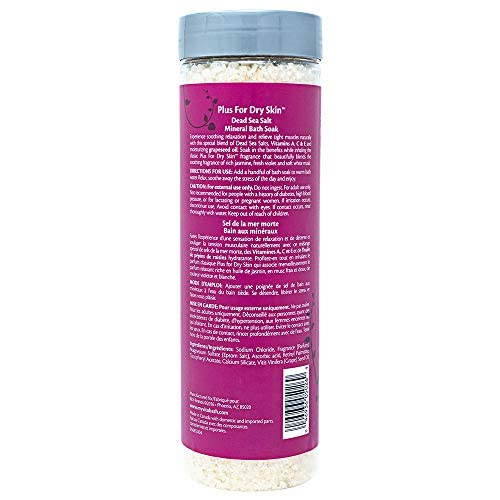 Vitabath Plus for Dry Skin Mineral Bath Soak Reviving Muscle Recovery, Soreness, Tension Relaxing Dead Sea Salts & Skin Nourishing Botanical Oils for Women & Men - Cruelty-Free - 27 oz