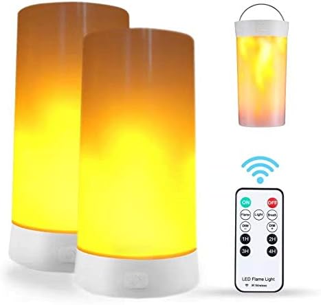 2PCS LED Flame Light, USB Rechargeable Flame Lamp with Remote & Timer, Waterproof Dimmable Flameless Candles Light for Home Party Garden Camping Halloween Christmas Decoration