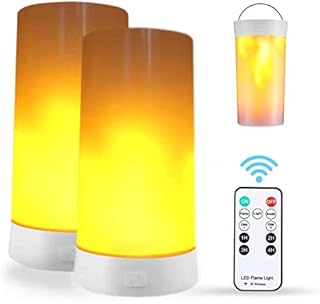 2PCS LED Flame Light, USB Rechargeable Flame Lamp with Remote & Timer, Waterproof Dimmable Flameless Candles Light for Home Party Garden Camping Halloween Christmas Decoration