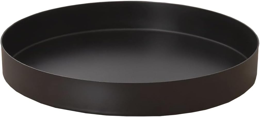 Black Round Metal Candle Holder Tray, Decorative Serving Tray for Modern Farmhouse Home Decorations (7.8")
