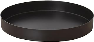 Black Round Metal Candle Holder Tray, Decorative Serving Tray for Modern Farmhouse Home Decorations (7.8")