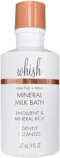 Whish Rose Hip & Lotus Mineral Milk Bath Soak - Hydrating & Moisturizing Milk Bubble Bath for All Skin Types - 8 Fl Oz (Pack of 1)